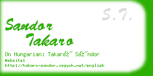 sandor takaro business card